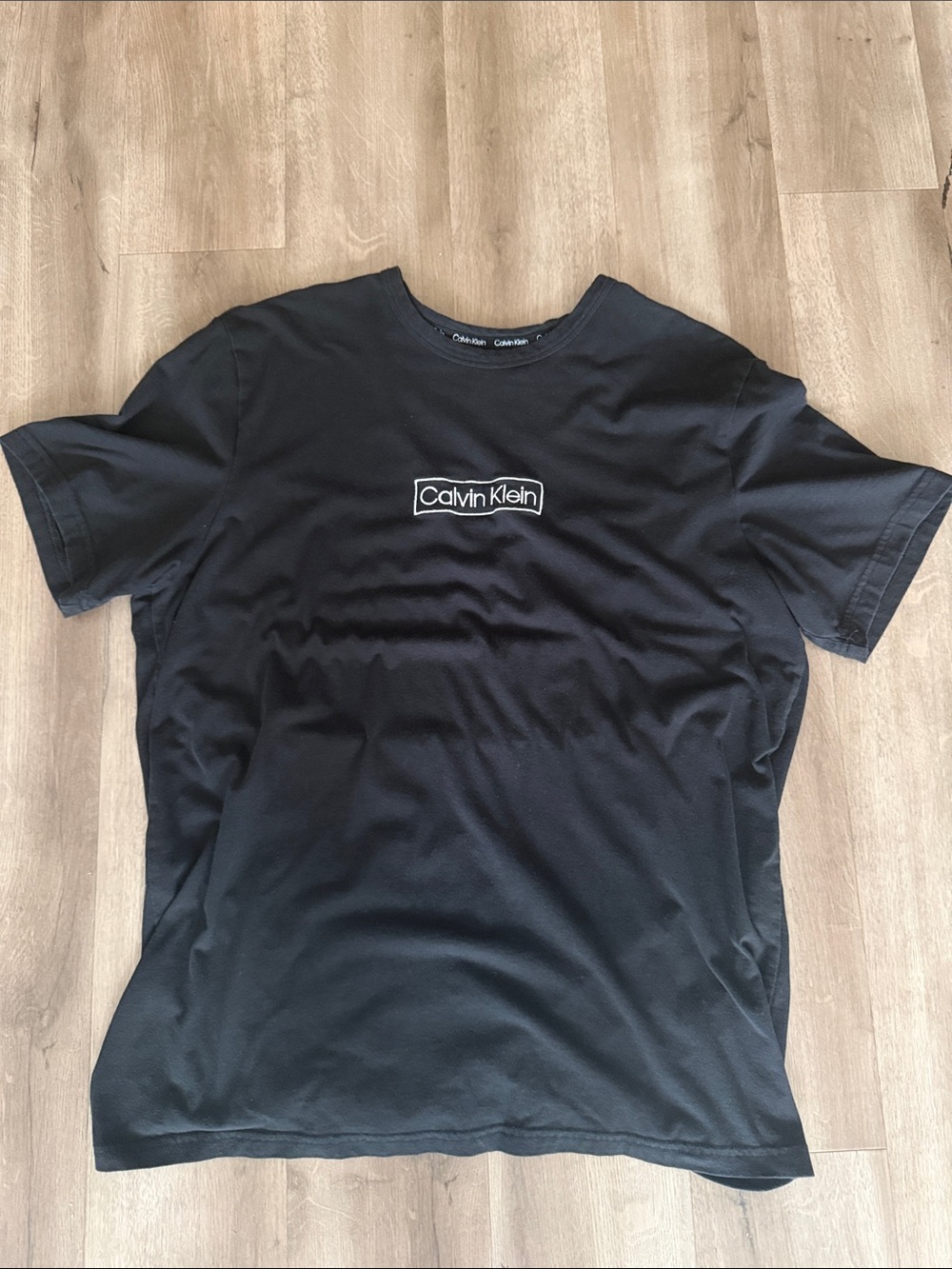 Calvin Klein Black Short Sleeve Logo Tee with White Logo